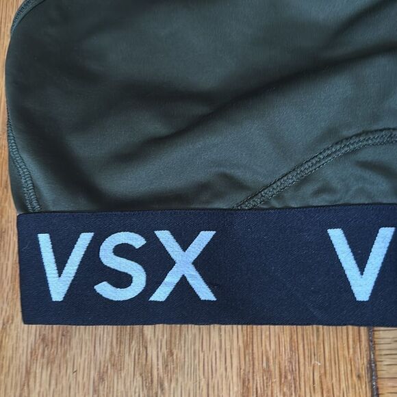 HARDLY WORN! VSX Victoria’s Secret Army Green Sports Bra Racerback Size Large - Picture 3 of 6